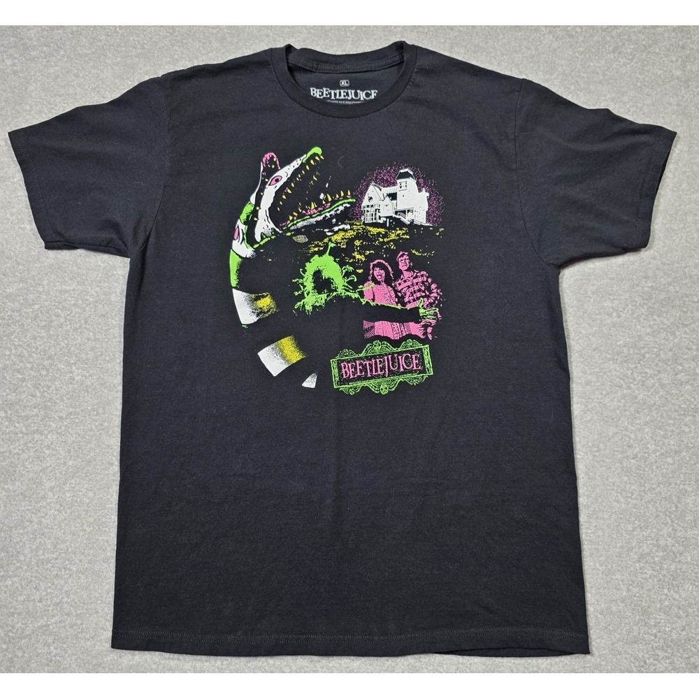 Vintage Beetle Juice Shirt Mens L Black Hot Topic Black Light Glow Comedies
